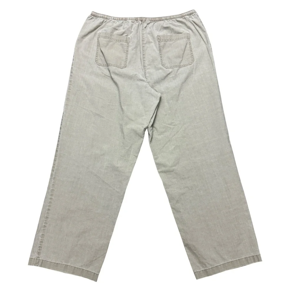 L.L.Bean Pants Womens‎ Large Tan Wide Leg Elastic Waist Drawstring Cotton